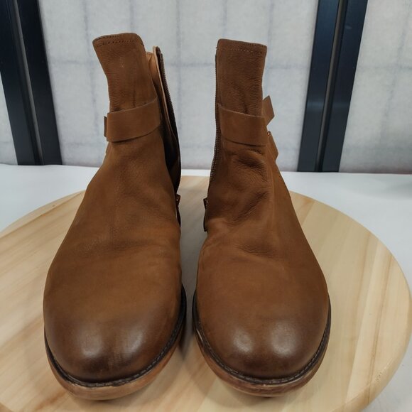 FRANCO SARTO KACEY Leather Strappy Ankle Boots Distressed Brown Women US 12M - Picture 2 of 13